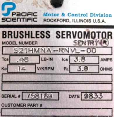 Pacific Scientific S21HMNA-RNVL-00 label image