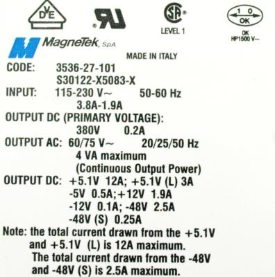 Magnetek S30122-X5083-X label image