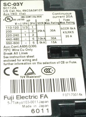Fuji SC-03Y-110V label image