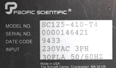 Pacific Scientific SC125-410-T4 label image