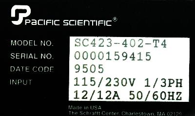 Pacific Scientific SC423-402-T4 label image