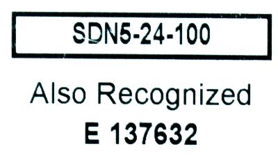 SOLA ELECTRIC SDN5-24-100 label image