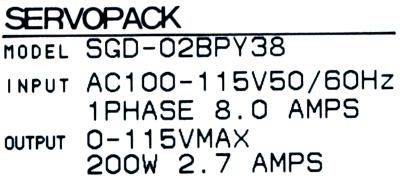 Yaskawa SGD-02BP-Y38 label image