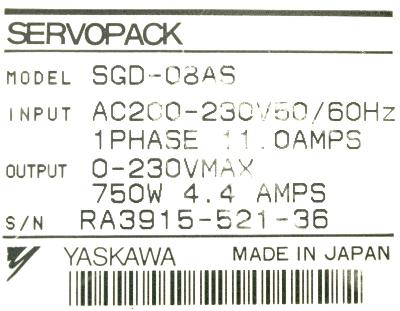 Yaskawa SGD-08AS label image