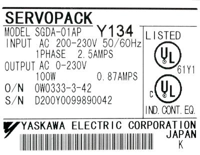 Yaskawa SGDA-01AP-Y134 label image