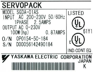 New Refurbished Exchange Repair  Yaskawa Drives-AC Servo SGDA-01AS Precision Zone