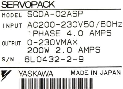 Yaskawa SGDA-02ASP label image