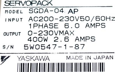 Yaskawa SGDA-04AP label image