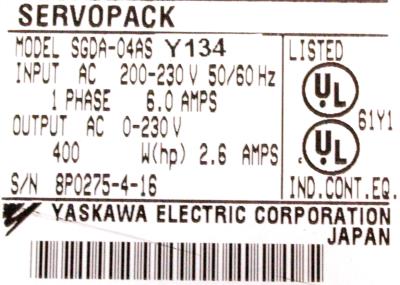 Yaskawa SGDA-04AS-Y134 label image