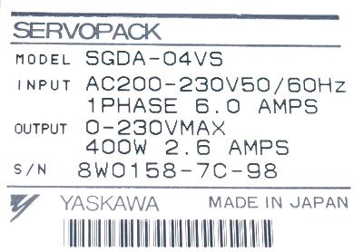 Yaskawa SGDA-04VS label image