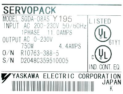Yaskawa SGDA-08AS-Y195 label image