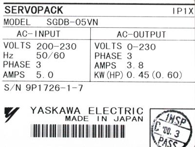 Yaskawa SGDB-05VN label image