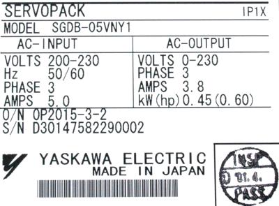 New Refurbished Exchange Repair  Yaskawa Drives-AC Servo SGDB-05VN-Y1 Precision Zone