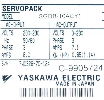 Yaskawa SGDB-10AC-Y1 label image