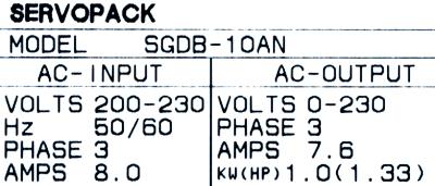Yaskawa SGDB-10AN label image