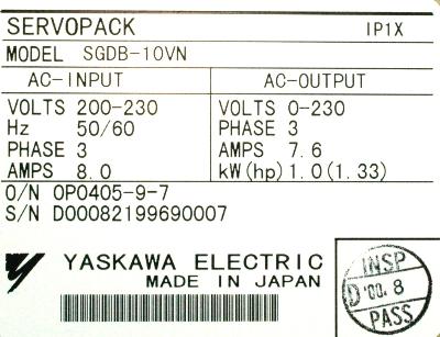 Yaskawa SGDB-10VN label image
