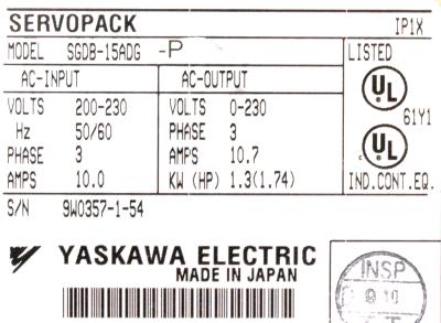 Yaskawa SGDB-15ADG-P label image