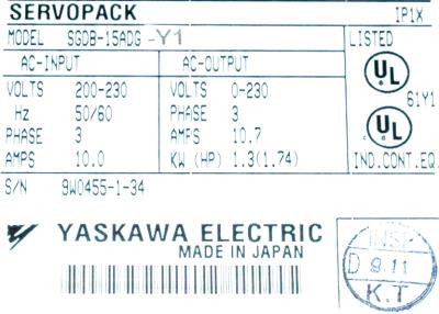 Yaskawa SGDB-15ADG-Y1 label image