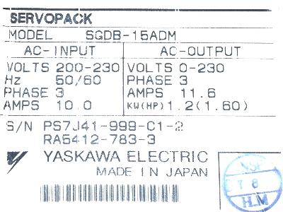 Yaskawa SGDB-15ADM label image