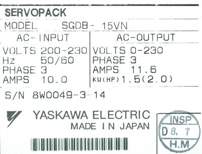 Yaskawa SGDB-15VN label image