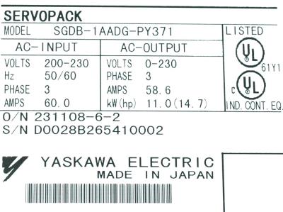 Yaskawa SGDB-1AADG-P-Y371 label image