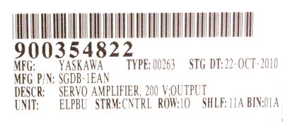 Yaskawa SGDB-1EAN label image