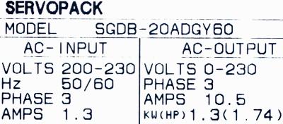 Yaskawa SGDB-20ADG-Y60 label image