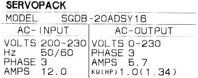Yaskawa SGDB-20ADS-Y16 label image