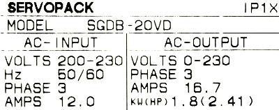 Yaskawa SGDB-20VD label image