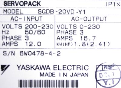 Yaskawa SGDB-20VD-Y1 label image