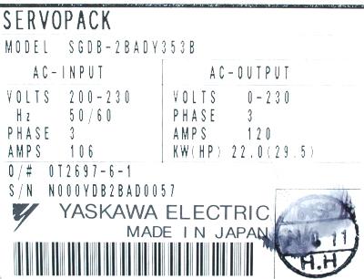 Yaskawa SGDB-2BAD-Y353B label image