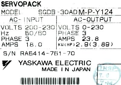 Yaskawa SGDB-30ADM-P-Y124 label image