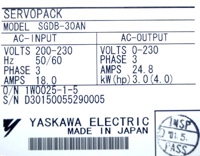 Yaskawa SGDB-30AN label image