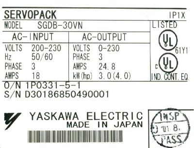 Yaskawa SGDB-30VN label image