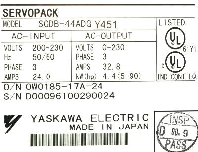 Yaskawa SGDB-44ADG-Y451 label image