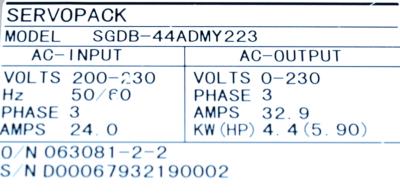 Yaskawa SGDB-44ADM-Y223 label image