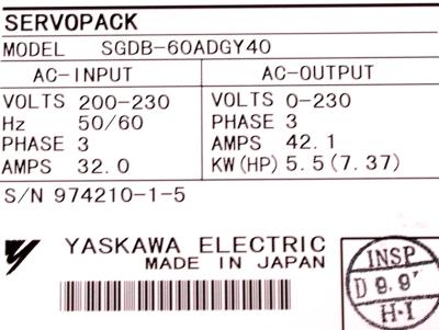 Yaskawa SGDB-60ADG-Y40 label image