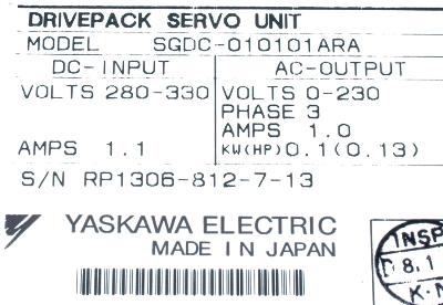 Yaskawa SGDC-010101ARA label image