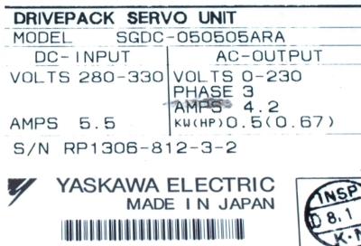 Yaskawa SGDC-050505ARA label image