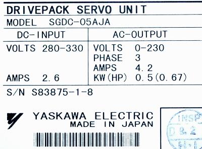 Yaskawa SGDC-05AJA label image