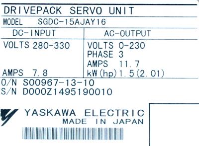 Yaskawa SGDC-15AJA-F-Y18 label image