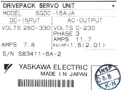Yaskawa SGDC-15AJA label image