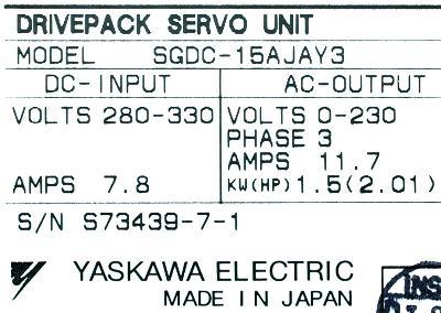 Yaskawa SGDC-15AJA-Y3 label image