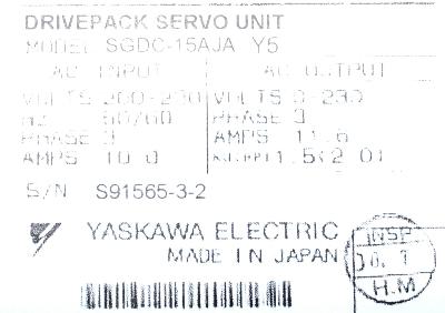 Yaskawa SGDC-15AJA-Y5 label image