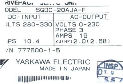 Yaskawa SGDC-20AJA-F label image