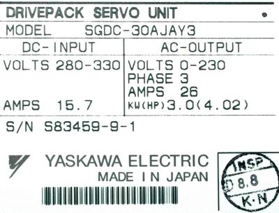 Yaskawa SGDC-30AJA-Y3 label image