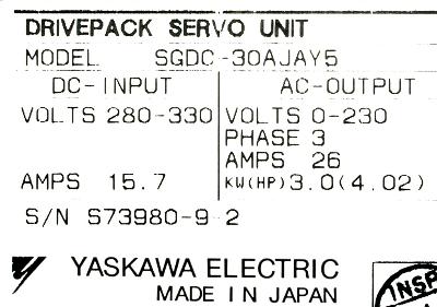 Yaskawa SGDC-30AJA-Y5 label image