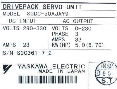 Yaskawa SGDC-50AJA-Y9 label image