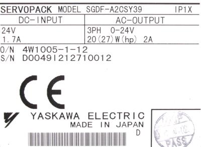 Yaskawa SGDF-A2CS-Y39 label image