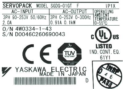 Yaskawa SGDG-01GT label image